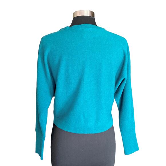 BCBGMaxAzria Jewel Green Camille Cropped Sweater Small Wool Cashmere Blend - Picture 3 of 7